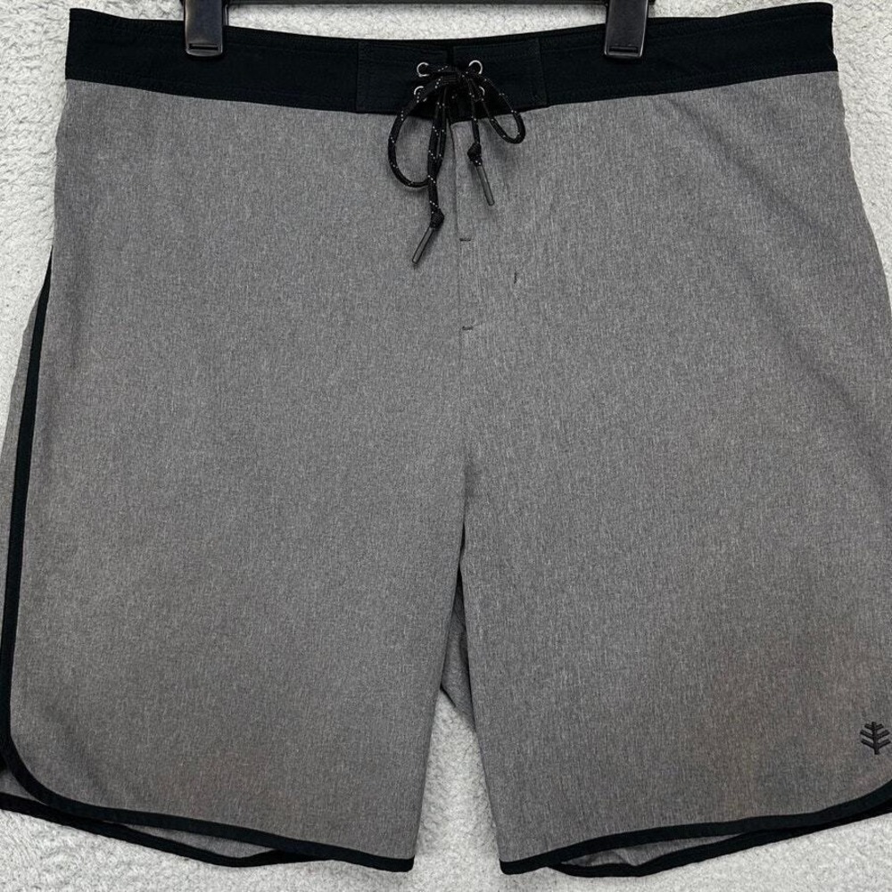 Coolibar Swim Trunks Men 40 Grey UPF 50+ Swimwear Stretch Drawstring Board Short